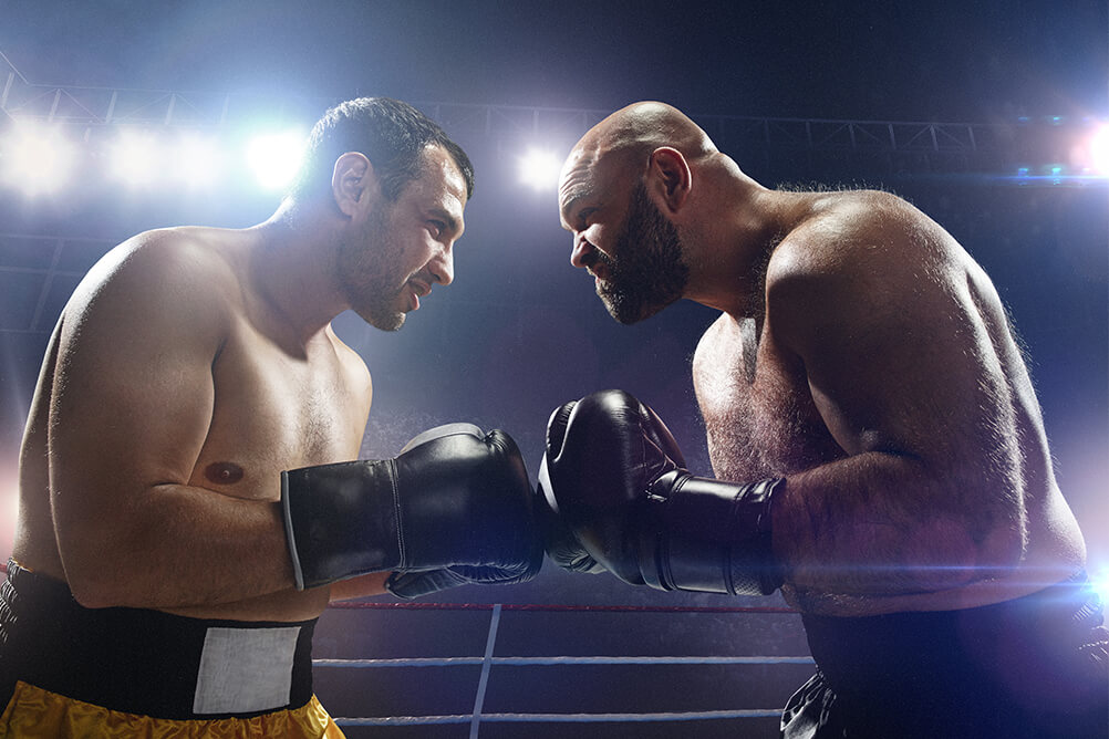 Two players starting a boxing match