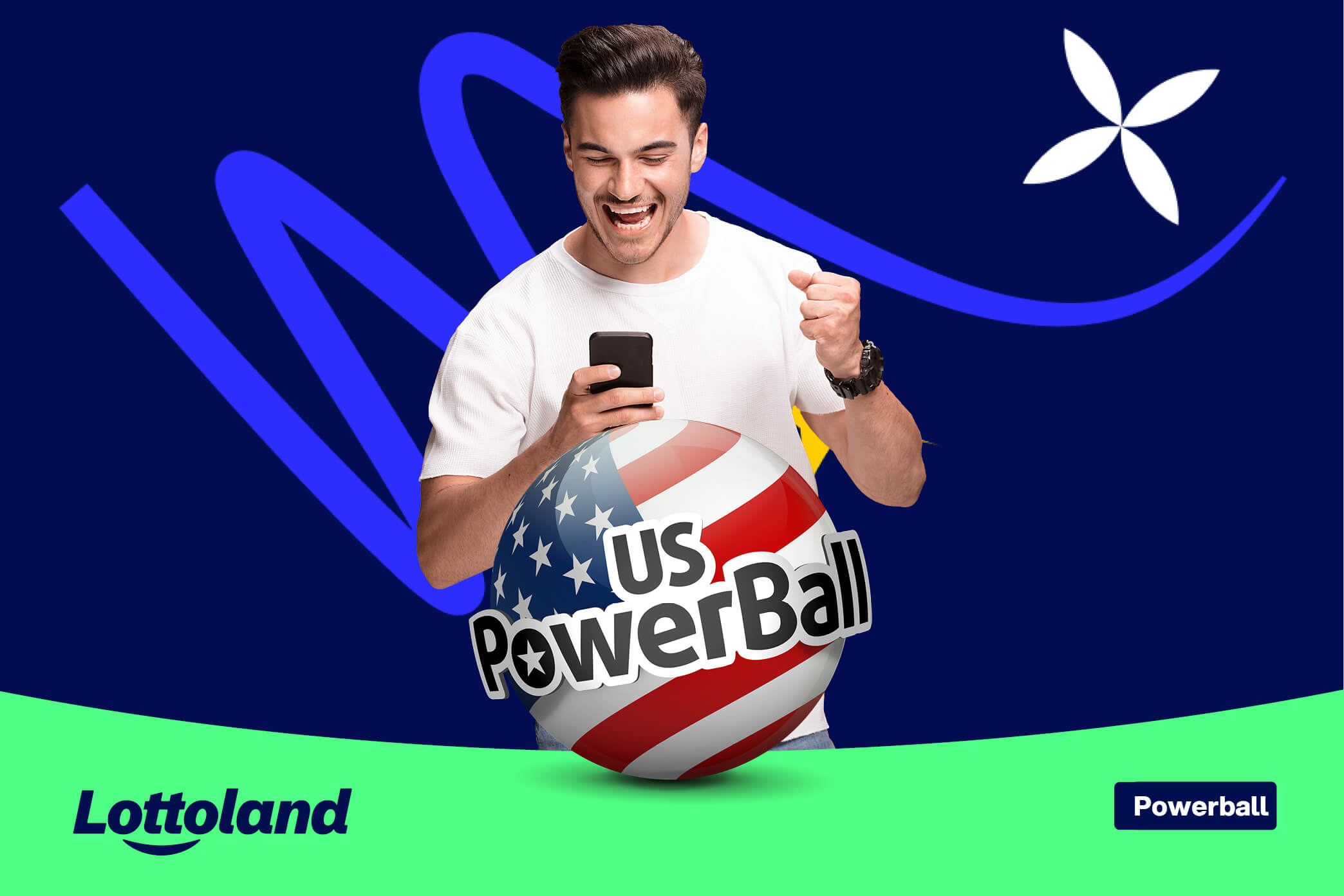 Advantages of betting on Powerball online happy man on mobile phone betting on powerball